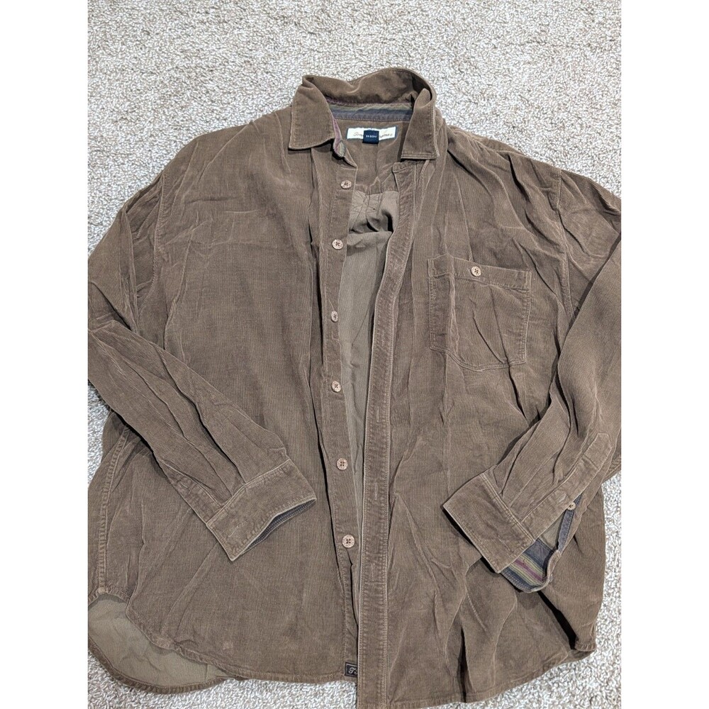 Tommy Bahama Men’s Large Brown Corduroy Silk Cotton Long Sleeve Button Up Shirt